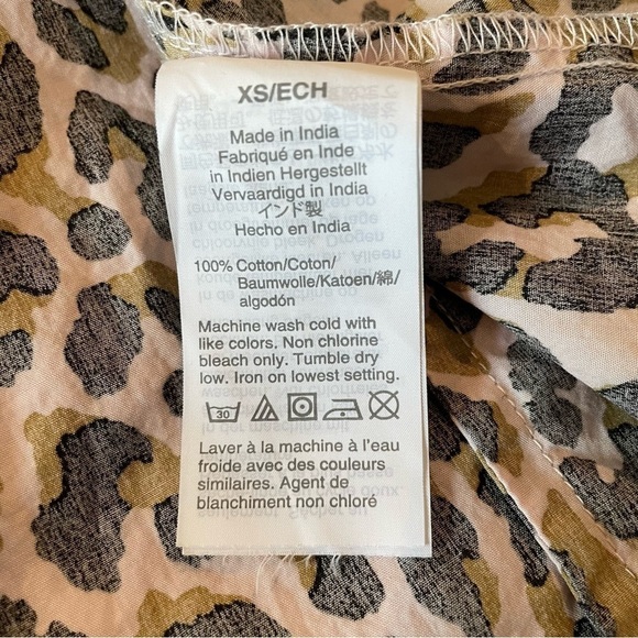 J. Crew Factory Leopard Button Up Cotton Poplin Top in Signature Fit Extra Small - Picture 7 of 9